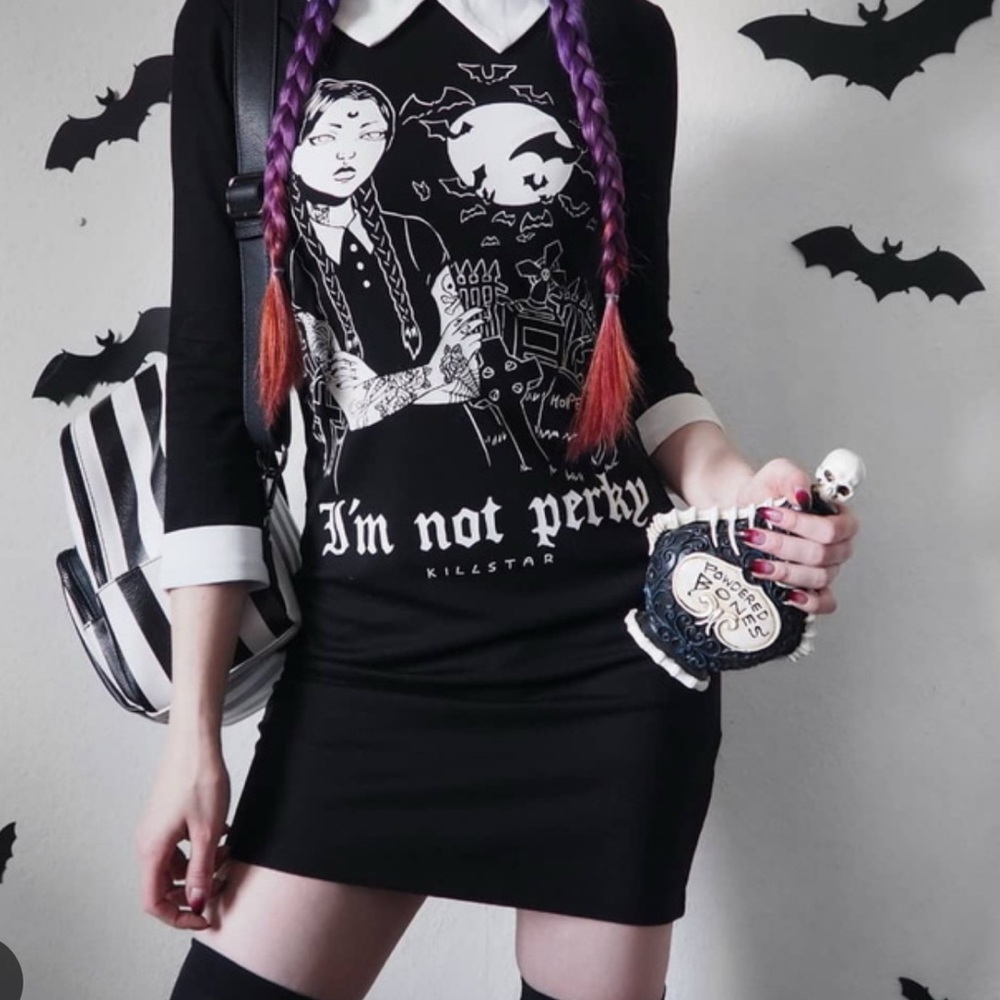 Killstar Black and White Graphic Dress